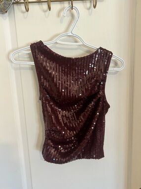 Ardene Sequin Tank Top in Deep Wine